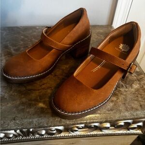 Yellow Box Tan Mary Jane Heels